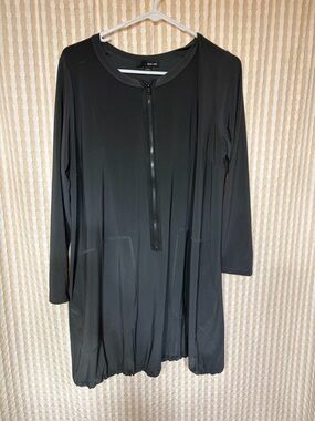 Charcoal Long Sleeve Zip Front Tunic